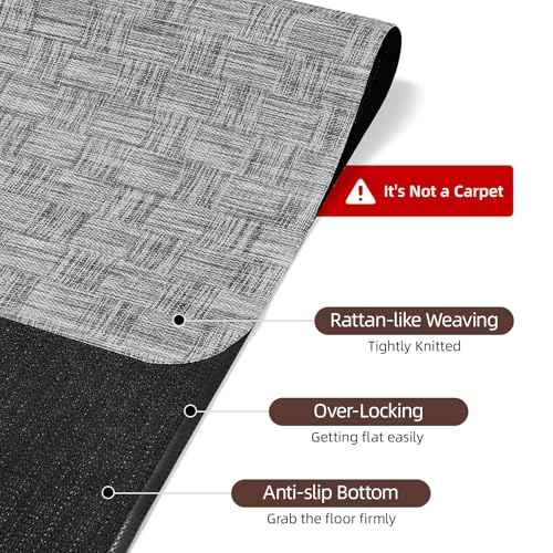Yecaye Office Chair Mat for Hardwood Floor,35" x 47" Under Computer Desk Floor Protects for Rolling Chair,Non Slip PVC Woven Gaming Chair Mat,Not for Carpet (Lightgrey, 35" x 47")