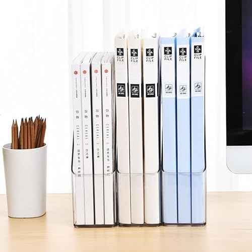 6 Pack Clear Magazine Holder, File Magazine Rack with Handle, Vertical Folder Document Storage, Magazine File Organizer for Desk, Office, Home, School