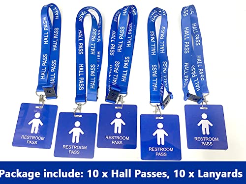 Reusable PVC School Hall Pass Lanyards for Boys, 10 Pack