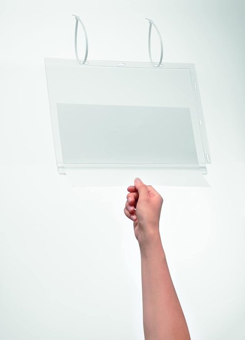 Durable Water-Resistant Sign Holder Pockets with Cable Ties - Letter Size 8.3" x 11.7" Inches - IPX5 Tested Transparent Document Holders - Perfect for Outdoor Information Displays - Pack of 5