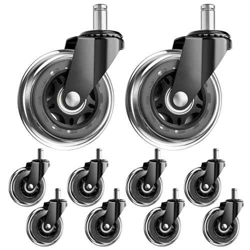 Office Chair Wheels, Set of 10 Caster Wheels Office Accessories, 3 Inch Heavy Duty Casters for Chairs to Replace Office Chair Mats, Smooth & Quiet Universal Fit for Most Chairs(10 Pack)