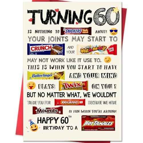 Funny 60th Birthday Card, Happy 60th Birthday Gifts for Women Men, Cool 60 Year Old Birthday Card Gifts for Him Her, Unique 60th Birthday Decorations Ideas for Parents
