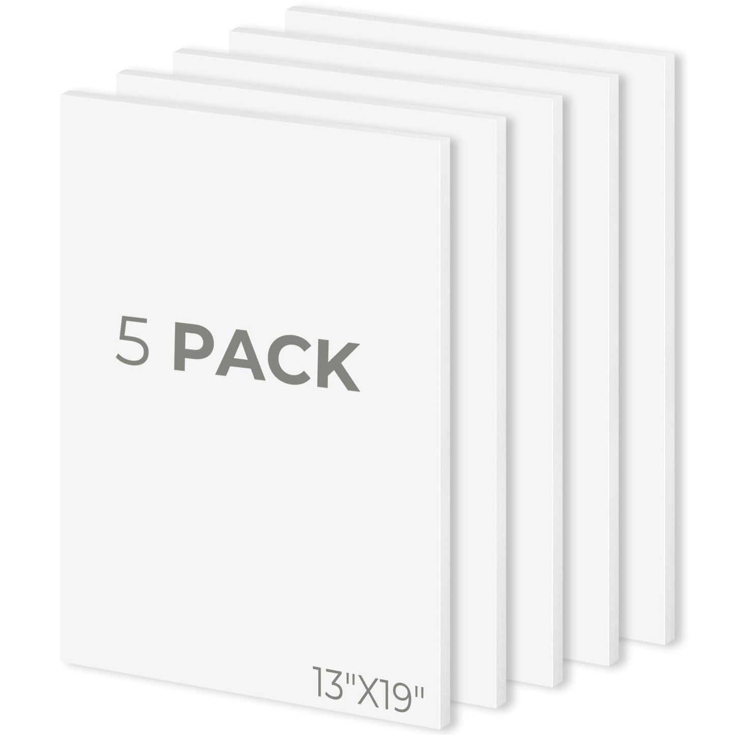 Mat Board Center, Pack of 5, 13X19 Foam Boards, Acid Free White Foam Core Boards for Mounting, Crafts, Display, Presentation and Projects, 1/8'' Thick