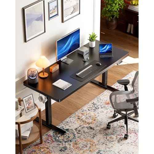HUANUO 71 x 30 inch Electric Standing Desk, Powerful Brushless Motor Large Height Adjustable Table, 4 Memory Preset Sit Stand Up Desk, Home Office Computer Table with Thick T-Shaped Frame