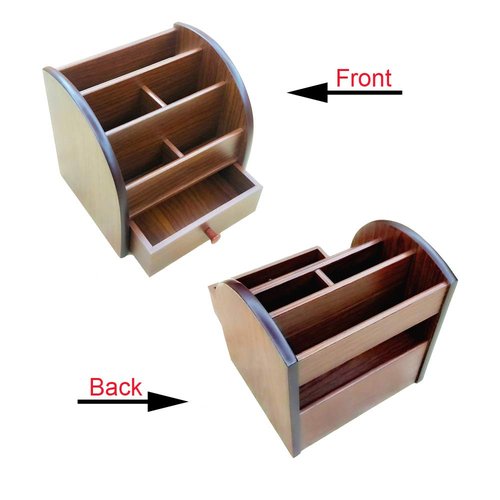 N Remote control storage organizer with drawer wood office Stationery organization pen holder Daily necessities storage case HeBen1028