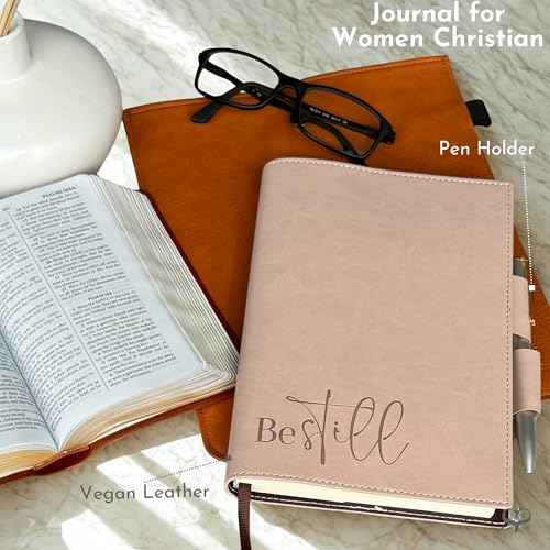 SETTINI¢ç Refillable Christian Journal - Be Still Pink Notebook with Premium Pen, A5 Lined Paper, 8.75 x 6 inches, 256 Pages of 100gsm, Beautiful Gift Box Included - Christmas Gifts
