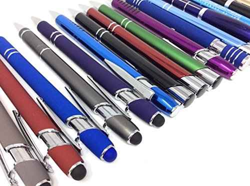 5 lb. Box of Assorted Misprint Metal Retractable Ball Point – Bulk Misprinted Pens, Stylus Tip, Comfort Grips, Wholesale Office Home School Black Blue Ink – Approximately 120 Pens per Box