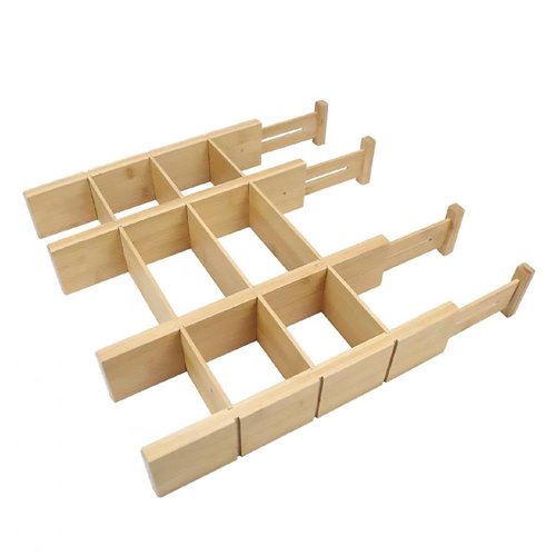 MAGIC BAMBOO 4 Pack Bamboo Drawer Dividers with Inserts and Labels – Adjustable Kitchen Drawer Organizers, Expandable Storage Solutions for Home, Office, Dressers (17-22 Inches)