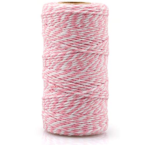 Jijacraft Pink & White Twine String 2mm x 100m, Heavy Duty Craft Cord