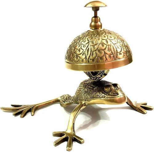 Antique Brass Frog Style Desk Bell Nautical Hotel Counter Reception Calling Service Bell Decor Call Ringing Bell for Home, Office, Reception, Counter, Hospital, Hotel Decor by USA Craft