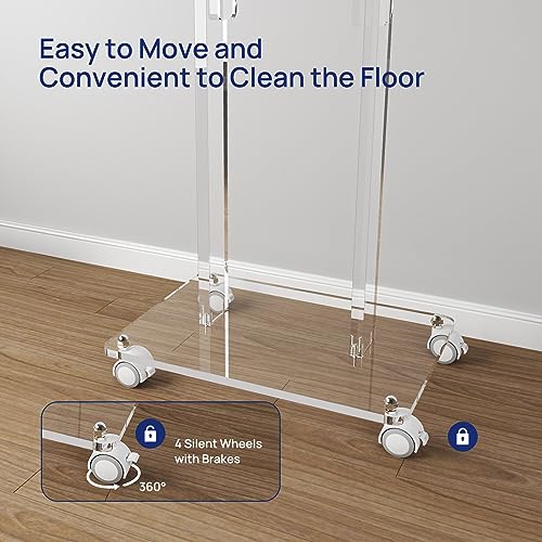 Acrylic Podium Stand with Lockable Wheels – Height & Angle Adjustable Lectern for Class, Church, Events