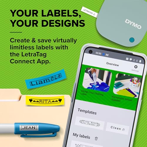 DYMO LetraTag 200B Bluetooth Label Maker Starter Kit, Daydream Blue