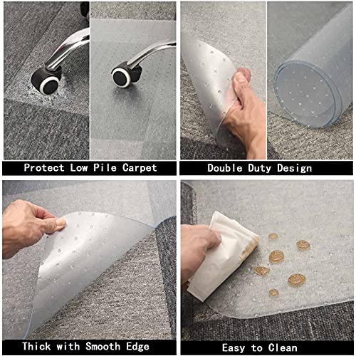 AiBOB Chair Mat for Low Pile Carpet Floors, Flat Without Curling, 60 X 46 in, Office Carpeted Floor Mats for Computer Chairs Desk