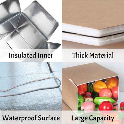12 Pack Insulated Shipping Box, 10.8'' x 7.3'' x 6.5'' Cold Shipping Boxes with Aluminium Foil Liner for Hot Frozen Food, Small Reusable Foil Cooler Carton Moving Kits for Packing Mailing
