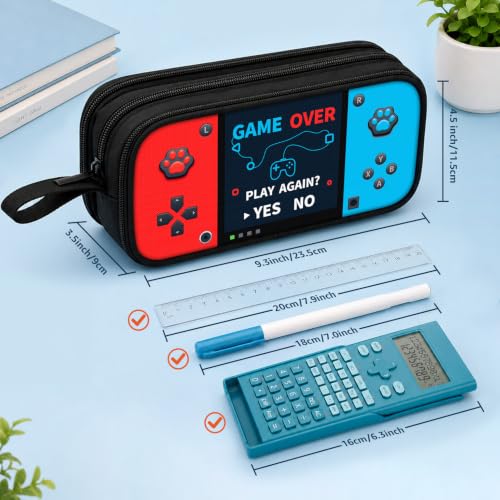 Easozoom Red & Blue Game Controller Pencil Case - Large Capacity Travel Organizer for Kids & Teens