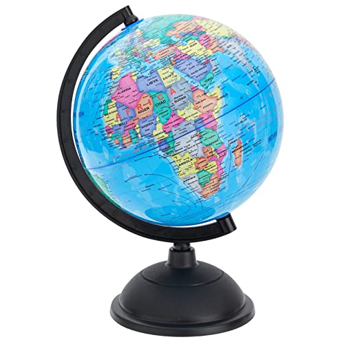 Juvale 8-Inch Multicolor World Globe for Kids & Classroom - Educational Desk Globe with Plastic Stand