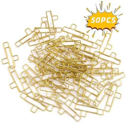 50 PCS Gold Cross Paper Clips Bible Paper Clips - Versatile Bible Study Supplies for Christian Office and Home, Also Great as Journaling Papers Clip and Bookmarks
