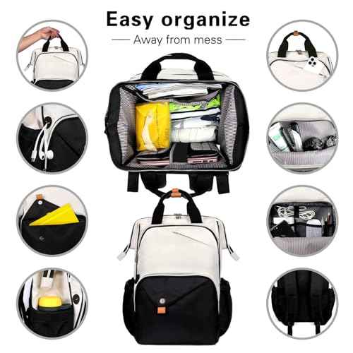 Hap Tim Laptop Backpack for Men, Women, Travel, Work, Nurse, Teacher, Khaki Black (7651-BH)