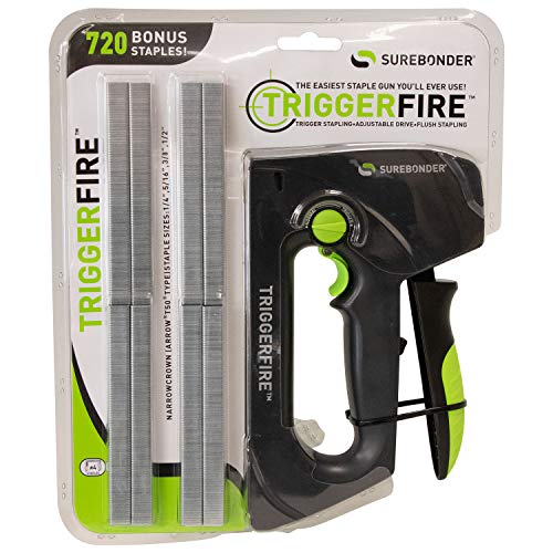Surebonder TriggerFire Staple Gun Kit with Staples – 2 Sizes 1/4"–9/16"