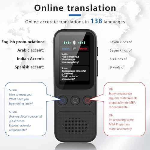 Language Translator Device, 138 Languages Supported, Instant Offline Language Translator Device, Voice Translator Offline, Portable Two-Way Real-Time Language Translator for Travel Business Learning