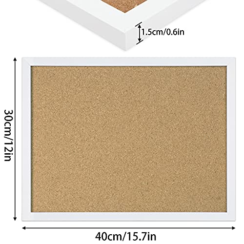FEBSNOW White Border Cork Bulletin Board 15.7x12 Inch Wall Display with Frame