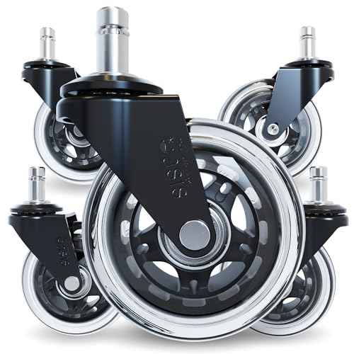 The Office Oasis Original Rollerblade Office Chair Wheels (As Seen On PBS) - Incredibly Smooth & Quiet Casters - Safe for Hardwood Floors & Carpet - Easy Installation with Universal Fit - Set of 5