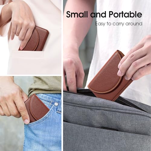 MaxGear Coffee Business Card Holder Case with Magnetic Closure - PU Leather, Durable & Compact