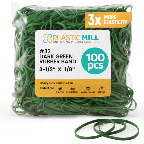 PlasticMill Dark Green 33 Rubber Bands, 100-Pack