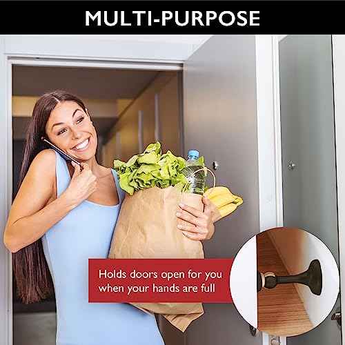 Magnetic Door Stop Wall Protector with Magnetic Tip, Design House Oil Rubbed Bronze Steel Door Stoppers, 4-Pack, 189324-ORB