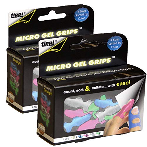 Lee Tippi Micro Gel Fingertip Grips - Assorted Sizes, 10 Pack for Cash Counting