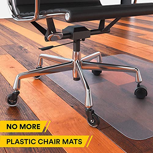 Office Chair Caster Wheels Replacement - Set of 5 Hardwood Floor Chair Wheels - No Chair Mat Needed - 3" Rollerblade Style Heavy Duty Desk Chair Casters with Soft Rubber Wheels, Smooth & Silent