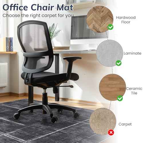 Office Chair Mat for Hardwood Floor&Tile Floor,48" X 60 Heavy Duty Desk Chair Mat for Hard Floors,Under Desk Rug for Rolling Computer Chair,Anti Slip,Low Pile Carpet Floor
