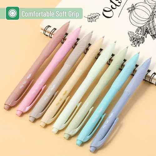 Mr. Pen- Retractable Gel Pens, 8 Pack, Black Ink, Soft Grip, Soft Pastel Barrel Gel Pens Fine Point 0.5mm, Back to School Supplies