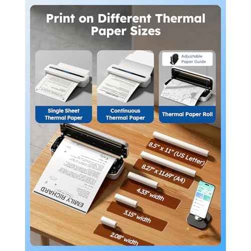 Phomemo Portable Printers Wireless for Travel, Bluetooth Thermal Printer for Phone Laptop, Support 8.5" X 11"/A4/2.08''/3.15''/4.33'' Thermal Paper, Inkless Mobile Printer for Vehicle Home Office