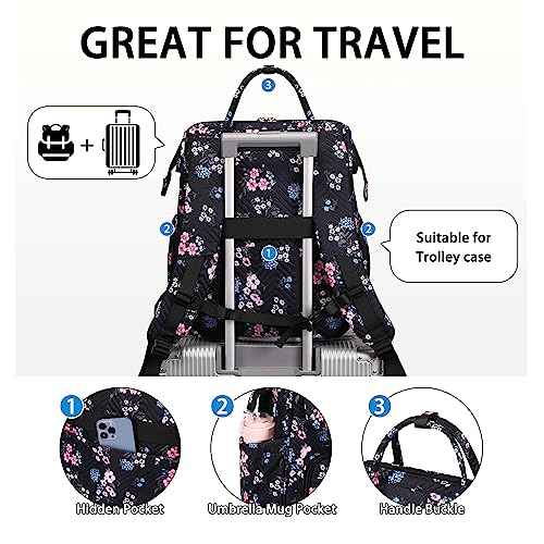 Hidds Laptop Backpack Purse for Women, Work Business College School Commuter Computer Bag Large Girls Nurse Teacher Bookbags Anti Theft Ladies Travel Daypack with Charging Port for 15.6 Inch Laptops
