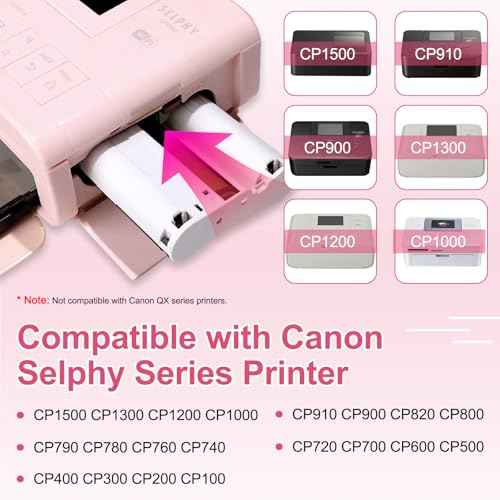 Compatible for Canon Selphy CP1500 CP1300 Ink and Paper 4x6 KP-108IN KP108IN Compatible with Selphy CP CP910 CP780 CP760 CP1200 CP740 CP1000 Printer 108 Sheets Photo Paper 3 Color Ink Cartridges Set