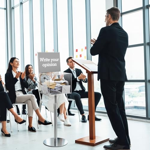 Clear Silver Lockable Donation & Raffle Box Stand - 1 Pack