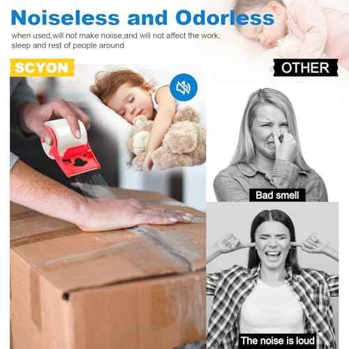 SCYON Heavy Duty Clear Packing Tape with Dispenser, 3 Shipping Tape Rolls, Noiseless Moving and Packaging Tape for Mailing, Boxing Supplies, 2 mil£¬1.88¡± x 22.2 yd