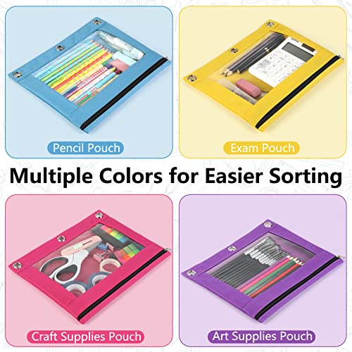 Forvencer Classic 6 Pack Pencil Pouches for 3 Ring Binders, Colorful Waterproof Zipper Pen Cases