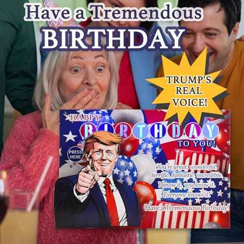 Talking Birthday Card with President Real Voice & Light, Funny Music Happy Birthday Cards for Women Men, Presidential Theme Musical Birthday Greeting Card Gifts for Husband Wife Brother Fans Friend