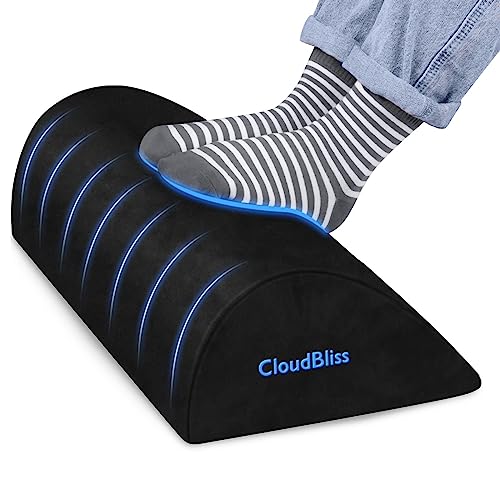 CloudBliss Black Large Ergonomic Under-Desk Foot Rest for Office & Work