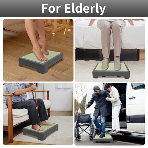 One Step Stool for Adults, Noctilucent Bed Step Stools, 650 LBS Capacity, Non-Slip Safety Step Platform Indoor and Outdoor for Seniors, Wide Step Stools Elderly Assistance at Night