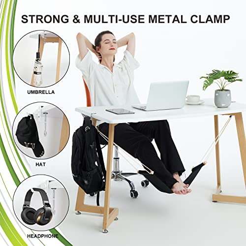 Auoinge DMcore Canvas Foot Rest Hammock with Adjustable Rope, Under-Desk Mini Foot Stool (Black)