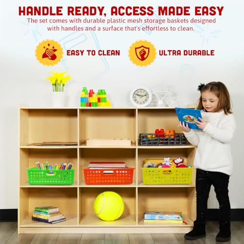 Colorful Plastic Classroom Storage Bins Set of 6, 13.75 x 10.25 Inches for Organizing Papers & Supplies