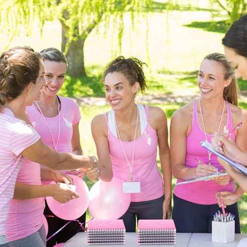 24 Sets Breast Cancer Awareness Pink Ribbon Pocket Notebooks and Pens Hope Strength Journal Notepads for Breast Cancer Awareness Party Favors Items Charity Public Events