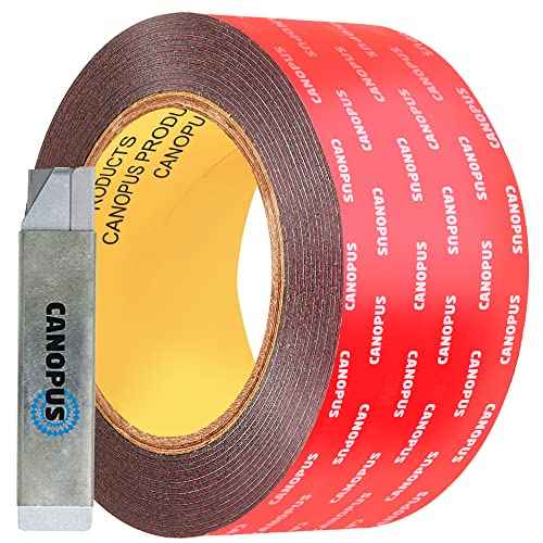 CANOPUS Double Sided Tape, 5952 Heavy Duty Mounting Tape, Strong Bond & Weatherproof Seal Strip for Automotive Mounting, Picture and Photo Frame, Poster, Craft, 2 in x 15 ft, Black, Made in USA