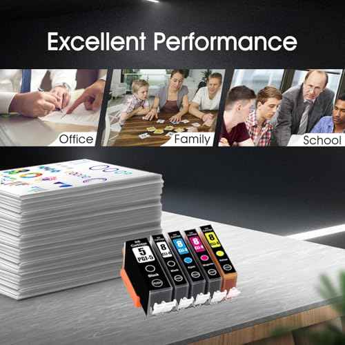 PGI-5 CLI-8 Ink Cartridges Replacement for Canon PGI5 CLI8 for Canon PIXMA iP4200 iP4500 iP5200 MP-500 MP-530 MP-830 MP-950 MX-850 (5- Pack PBK,BK C M Y,)