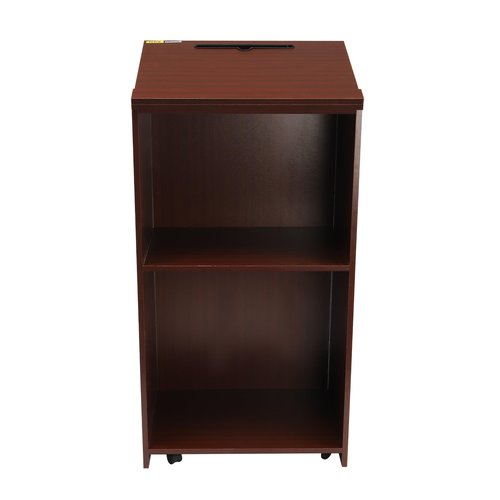 Standing Podium, Portable Computer Desk Mobile Laptop Table Podium Stand Hostess Stand Reception Desk with Adjustable Shelf Laptop Computer Book Holder w/Slanted Top for Home, Classroom