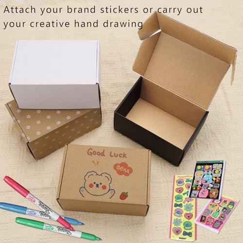 BIOBROWN 6x4x3" 50 Pack Corrugated Cardboard Boxes Small Shipping Box for Packaging Small Business Mailer Mailing White