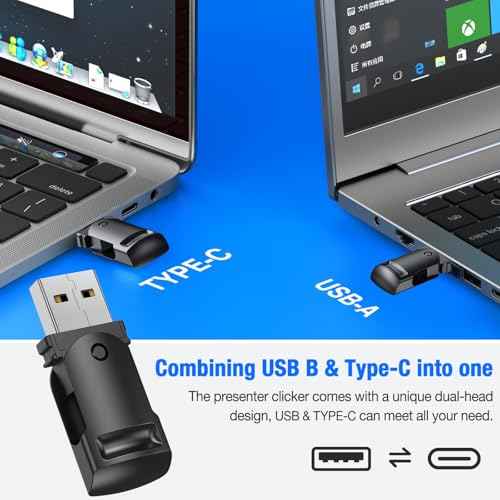 Presentation Clicker Wireless Presenter Remote for PowerPoint, Powerpoint Clicker with Volume Control PowerPoint Slide Advancer for Mac, Computer, Laptop-E600